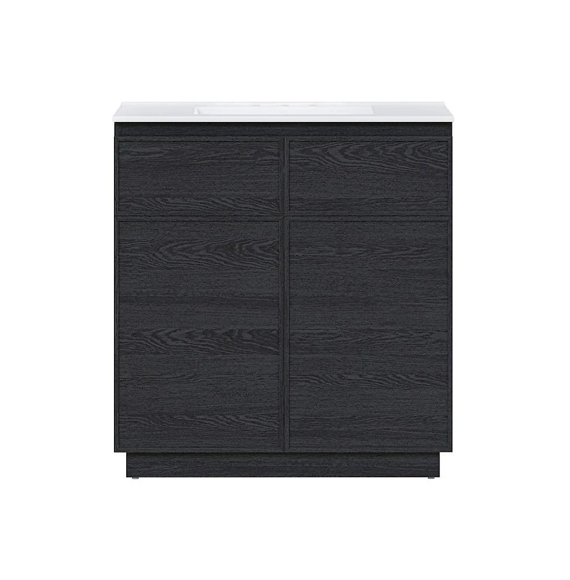 Swiss Madison 36" Freestanding Bathroom Vanity in Black Oak with 3-Hole Widespread Sink Top