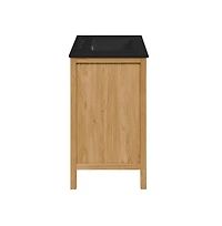 Swiss Madison 36" Freestanding Bathroom Vanity in Golden Oak, Black 3-Hole Widespread Sink Top