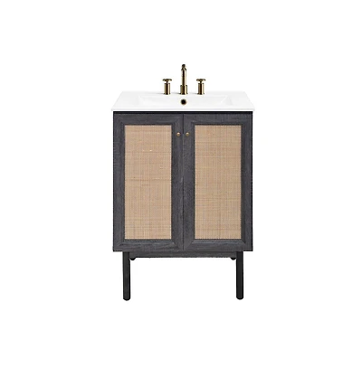 Swiss Madison 24" Freestanding Bathroom Vanity in Black Oak with 3-Hole Centerset Sink Top