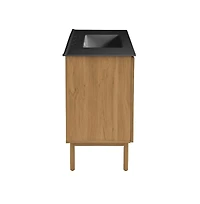 Swiss Madison36" Freestanding Bathroom Vanity in Golden Oak, Black 3-Hole Widespread Sink Top