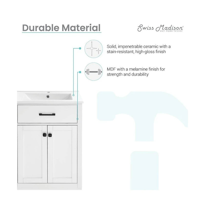 Swiss Madison Burdon 24" Bathroom Vanity in White