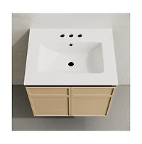 Swiss Madison 24" Wall-Mounted Bathroom Vanity in Natural Oak with 3-Hole Centerset Sink Top