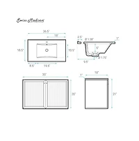 Swiss Madison36" Wall-Mounted Bathroom Vanity in Black Oak with Single Faucet Hole Vanity Top