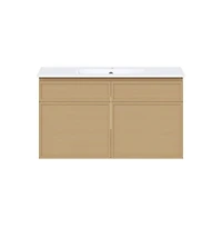 Swiss Madison St. Tropez 36" Wall-Mounted Bathroom Vanity in Natural Oak with Sink Top