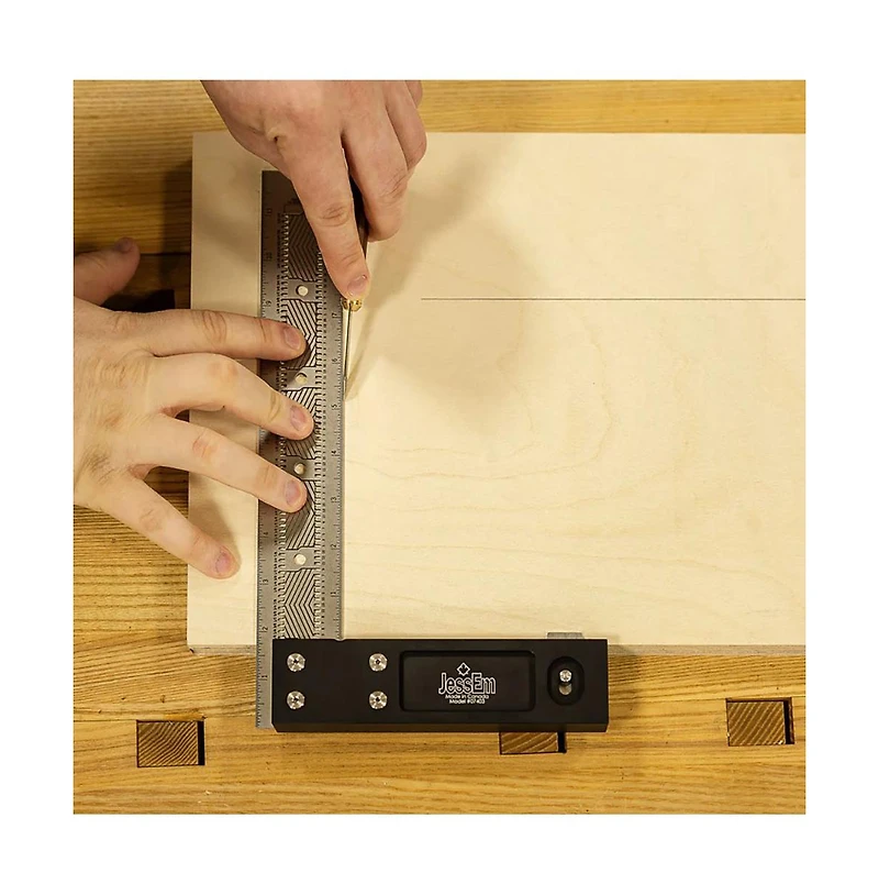 JessEm 07408 300mm Stainless Steel Precision Square Measuring Tool Ruler with Patented Flex Grip and Fade Resistant Markings - Metric