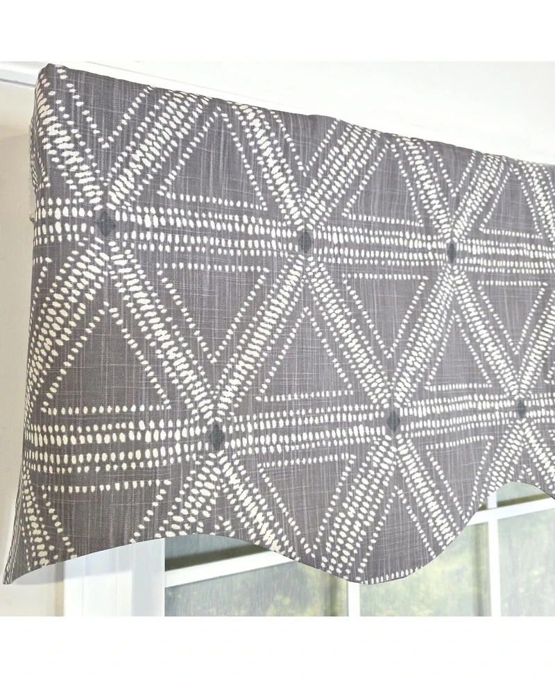 Rlf Home 100% Cotton Zircon Regal With Poly/Cotton Ivory lining Rod Pocket Valance 50" x 16" Gray