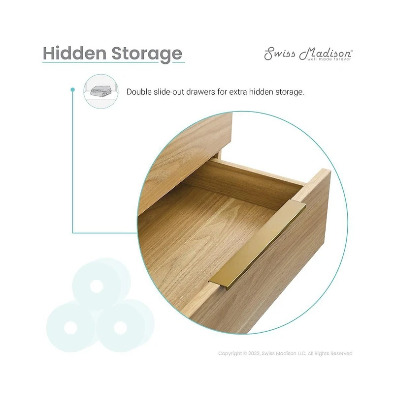 Swiss Madison Carre 24" Freestanding Bathroom Vanity in Golden Oak with Sink Top