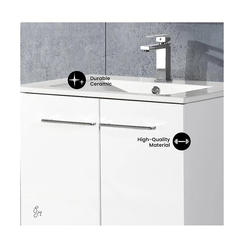 Swiss Madison Annecy 24"; Freestanding Bathroom Vanity in White with Sink Top