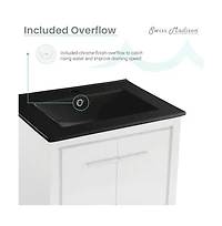 Virage 24 in. White Bathroom Vanity With Black Ceramic Sink Top