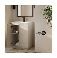 Swiss Madison St. Tropez 24" Freestanding Bathroom Vanity in White Oak with Sink Top