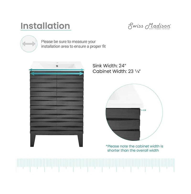 Swiss Madison Cascade 24" Bathroom Vanity in Black