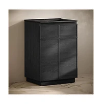 Swiss Madison St. Tropez 24" Freestanding Bathroom Vanity in Black Oak with Black Sink Top