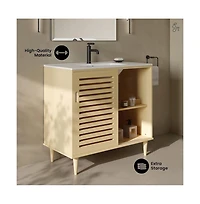 Swiss Madison Delice 36" Freestanding Bathroom Vanity in Natural Oak with Sink Top
