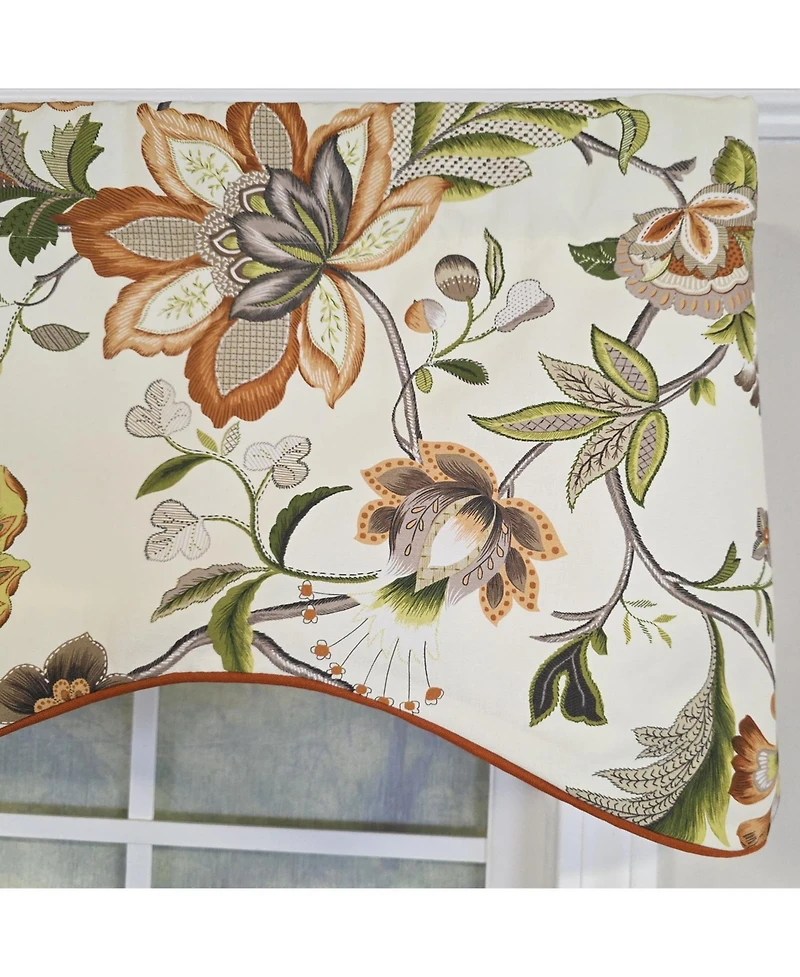 Rlf Home 100% Cotton Zanzibar Cornice With Poly/Cotton lining Rod Pocket Valance 50" x 17" Orange