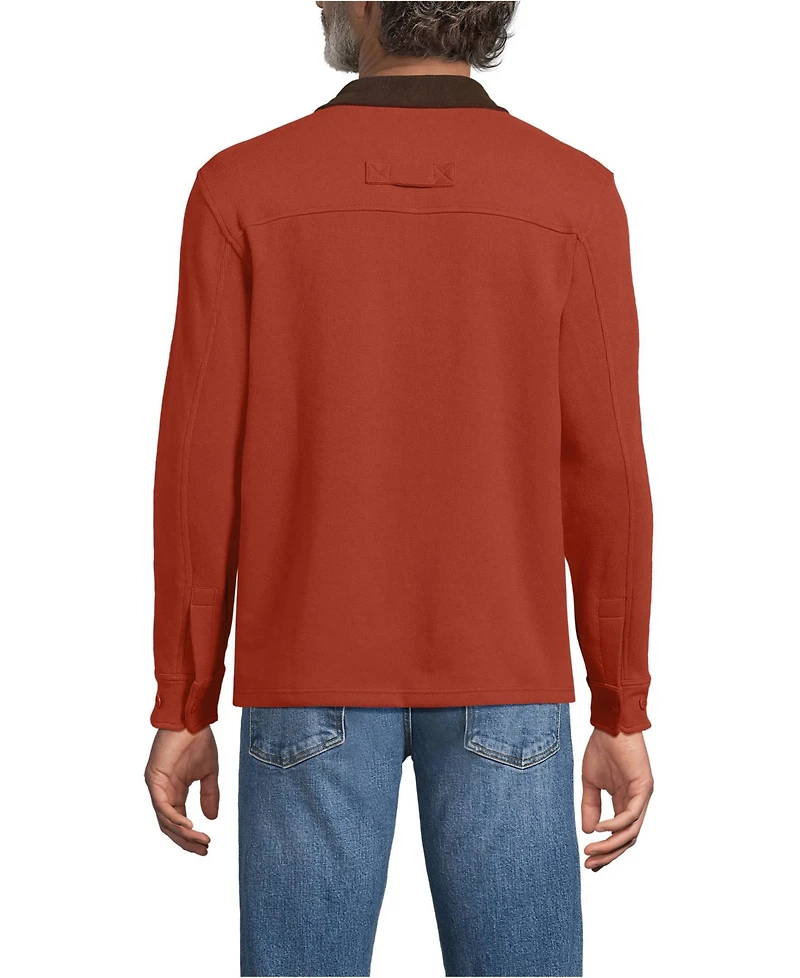 Lands' End Men's Long Sleeve Corduroy Collar Bedford Rib Quarter Zip