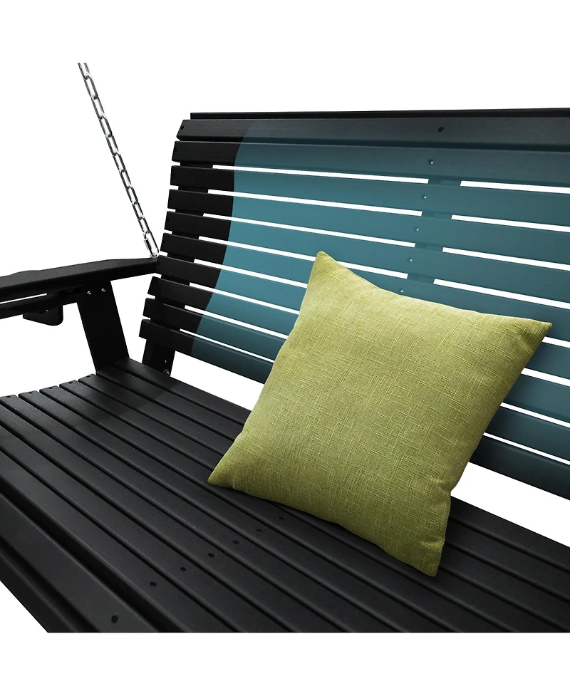 2-Seater 4 Ft Hdpe Porch Swing, for Outdoor Patio Garden Yard (Darknight Black)