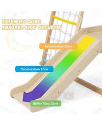 6-in-1 Indoor Jungle Gym Kids Wooden Playground with Monkey Bars