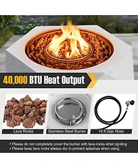 40000 Btu 28 Inch Hexagon Terrazzo Propane Fire Pit Table with Stainless Steel Burner