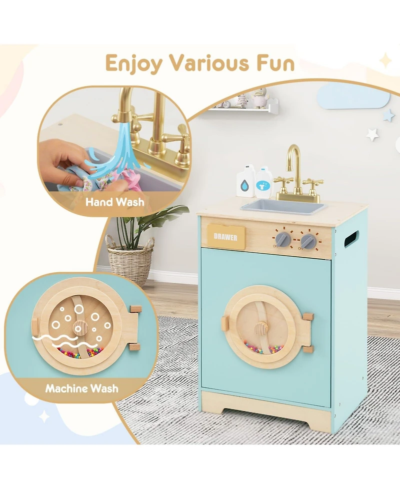 Kids Washer Playset Toy Washing Machine with Laundry Detergent