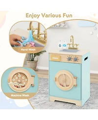 Kids Washer Playset Toy Washing Machine with Laundry Detergent