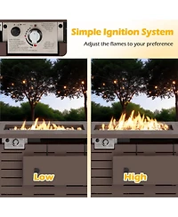 Mecale 40 Inch Outdoor Propane Fire Pit Rectangle Gas Fire Table with Lava Rocks