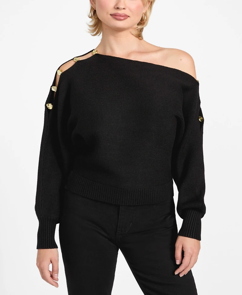 Guess Women's Long-Sleeve Off-The-Shoulder Sweater