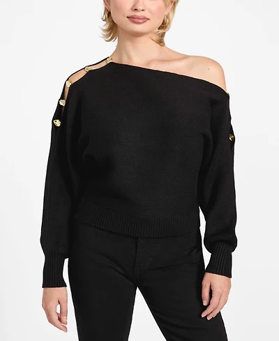 Guess Women's Long-Sleeve Off-The-Shoulder Sweater
