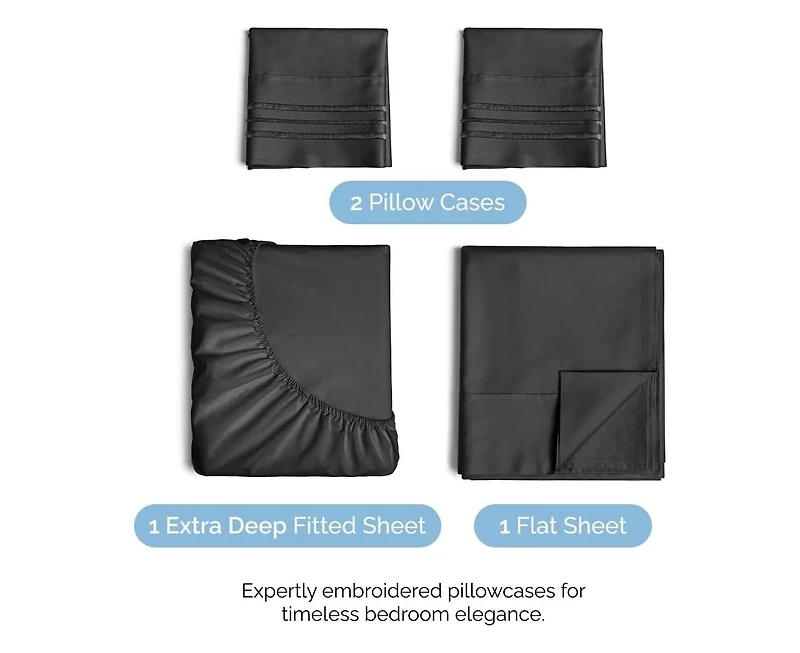 Microfiber Sheet Set 18" - 24" Inch Extra Deep Pocket California King