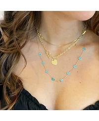 The Lovery Turquoise Heart Station Necklace 14K Gold