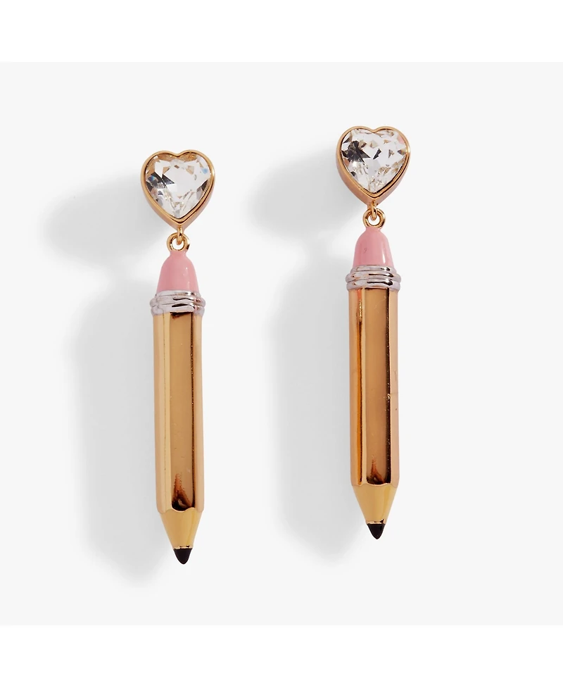 Pencil Heart Drop Earrings