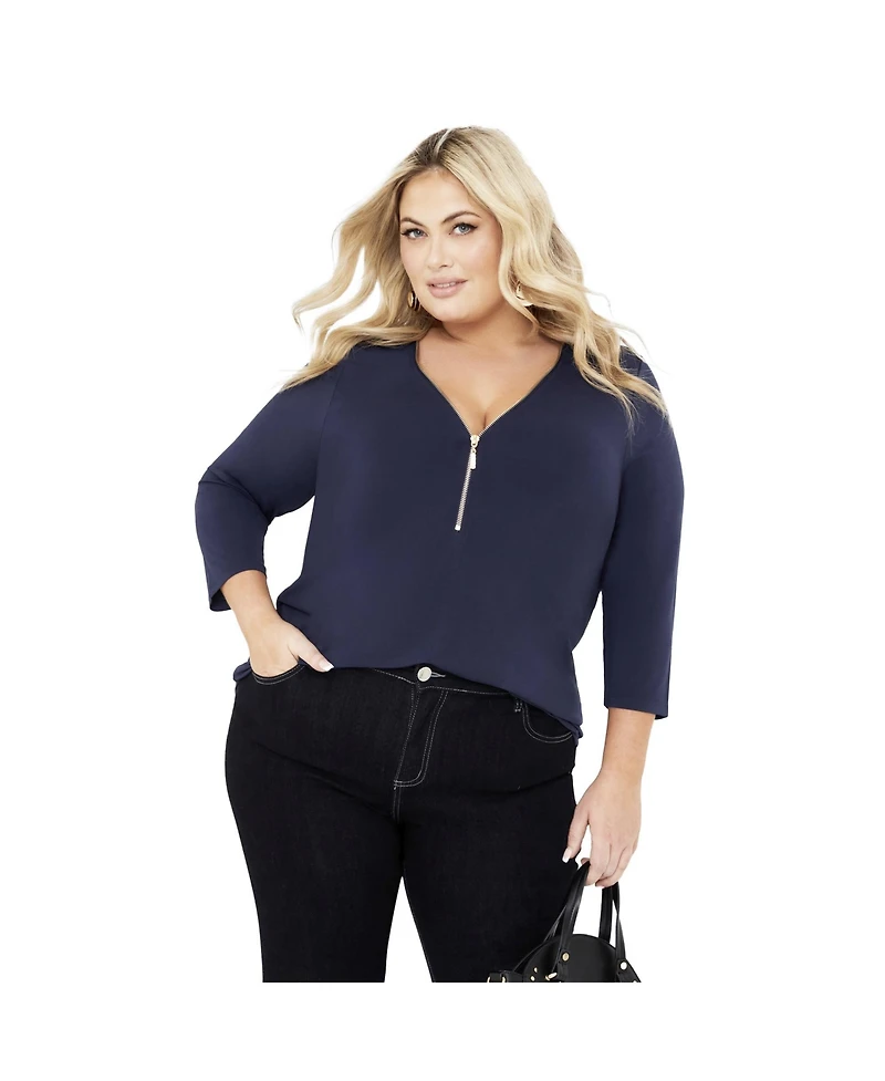 Avenue Women's Top Fiona Zip Print