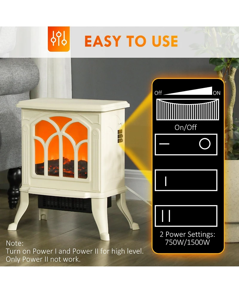 Homcom Living Room Electric Fireplace Stove Heater, 750W/1500W,