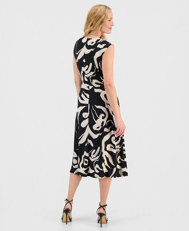 Robbie Bee Women's Ruched-Front Midi Dress