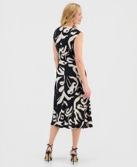 Robbie Bee Women's Ruched-Front Midi Dress