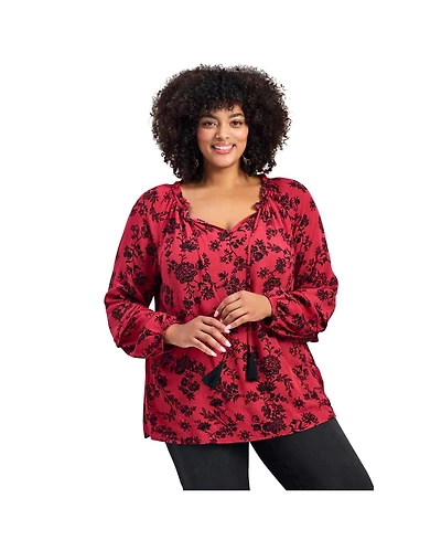 Avenue Women's Plus Bianca Peasant Blouse