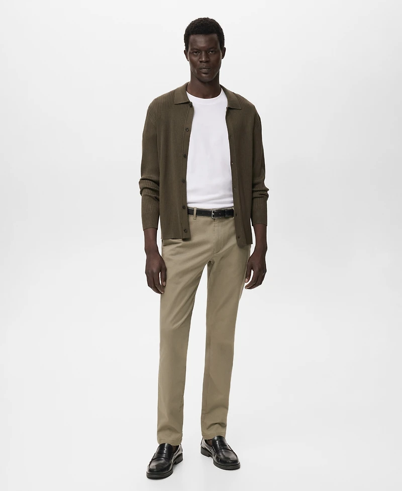 Mango Men's Ribbed Knit Cardigan