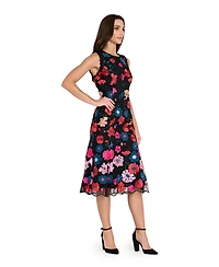 Tahari Asl Women's Sleeveless Embroidered Short Mermaid Dress