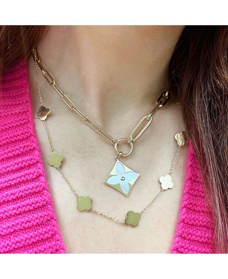 The Lovery Mother of Pearl Luxe Flower Charm 14K Gold 17 millimeters