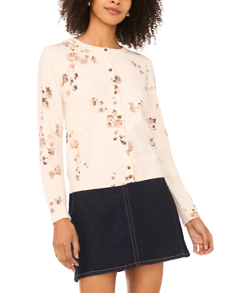 Vince Camuto Women's Floral Print Long-Sleeve Cardigan