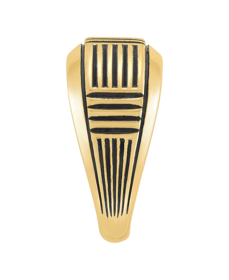 Macy's Men's Ring in 14k Yellow Gold Plated Sterling Silver with Black Rhodium