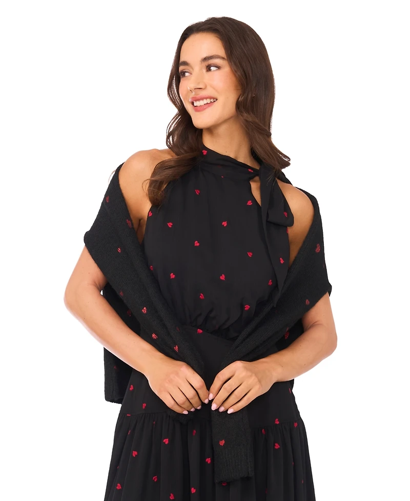 CeCe Women's Halter Tie Neck Tiered Maxi Dress