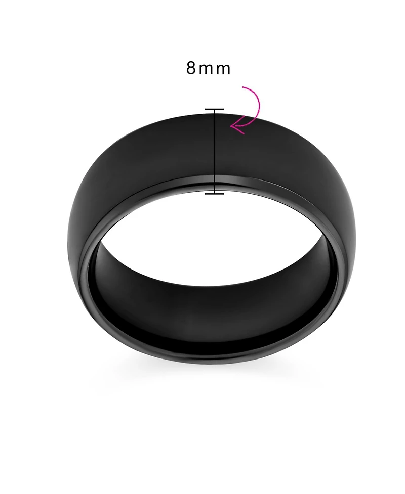 Bling Jewelry Plain Simple Wide Dome Silver Black Gold Plated Titanium Band Ring Comfort Fit 8MM