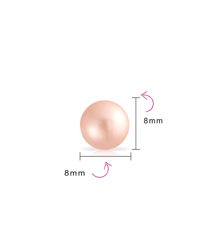 Bling Jewelry Set Of 3 White Black Pink Simulated Pearl Stud Ball Earrings Sterling Silver 8MM
