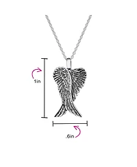 Bling Jewelry Heart Guardian Angel Wing Pendant Necklace and Dangle Earrings Set Silver