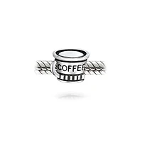Bling Jewelry Set of 2 Latte Coffee & Open Filigree Heart Charm Bead Sterling Silver European Bracelet