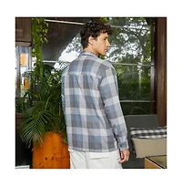 Campus Sutra Men's Icy Blue & Ash Grey Checkered Utility Shacket