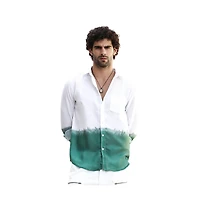 Campus Sutra Men's Emerald Green Ombre-Plunge Regular Shirt