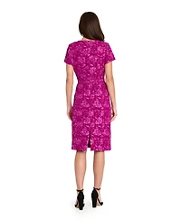Tahari Asl Petite Puff Jacquard Cap Sleeve Dress
