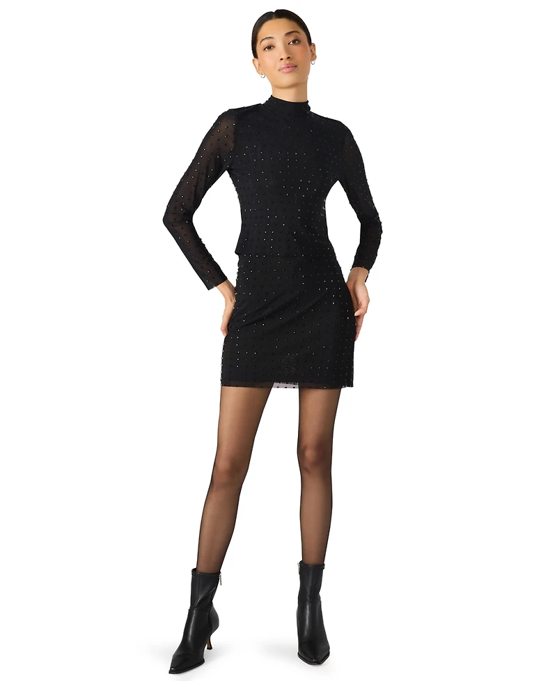 Steve Madden Women's Melvina Mock Neck Long Sleeve Top