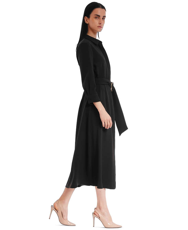 julia jordan Women's Long-Sleeve Belted Shirtdress